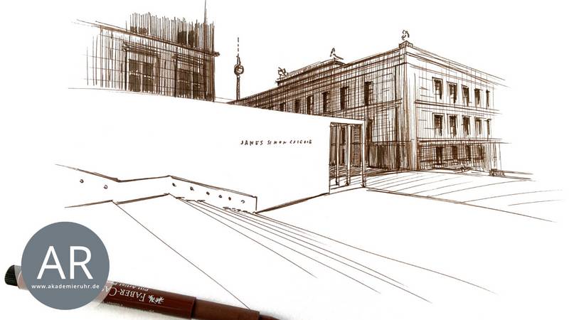 Architekturzeichnung Beispiel. Architekturzeichnungen und Architekturskizzen einfach in unseren Architektur Mappenkursen lernen