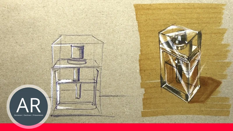 Produktdesign-Bewerbungsmappen, die die Jury begeistern. Glas realsitisch zeichnen. Mappen-Tipps