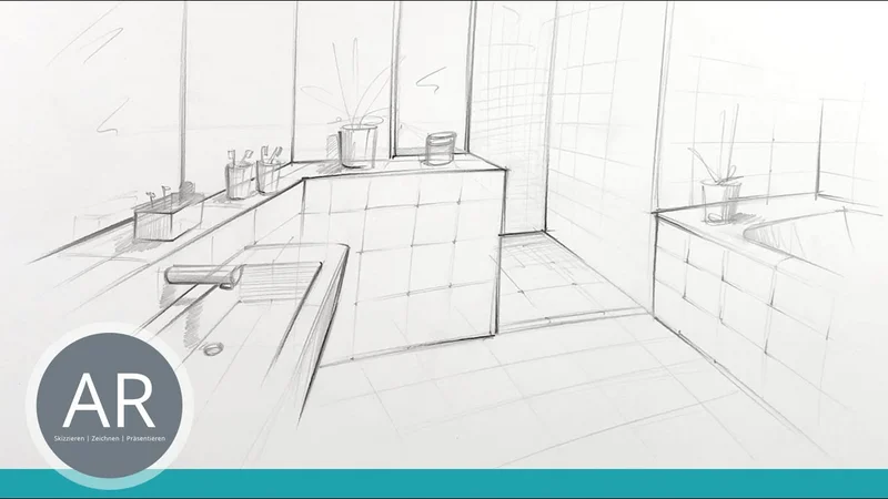 Räume in Ein-Punkt-Perspektive zeichnen lernen. Zeichenkurse Interior Designer