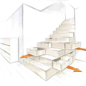Fantastische Funktions-Zeichnungen in deiner Mappe für Retail-Design Studium können die halbe Miete sein. Mit der richtigen Zeichentechnik wird jede Bewegung und jede Mechanismus dem Betrachter verständlicher