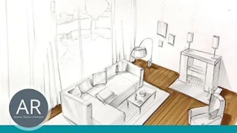 Interior Design Zeichnungen kolorieren 