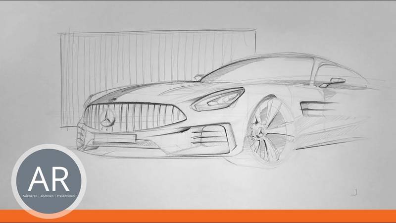 Mercedes Benz zeichnen, Einfach Autos zeichnen - Transportationdesign Mappenkurs