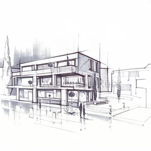 Eine aussagekräftige Architektur und Städtebau Mappe hat immer etwas spontanes. Architekturzeichnung in Perspektive zeichnen.