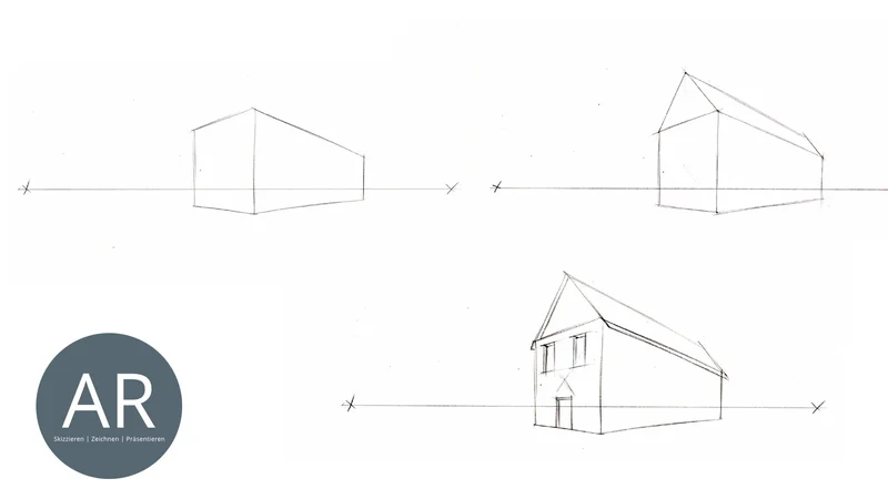 Zwei-Punkt-Perspektive zeichnen lernen für deine Architektur-Mappe