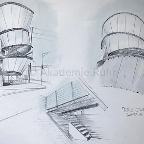 Unser Mappenkurs Architektur NRW bitten die die perfekte Mappenvorbereitung für ein Architekturstudium. Lerne zum Beispiel wie Einpunkt-Perspektive schnell umgesetzt werden kann.