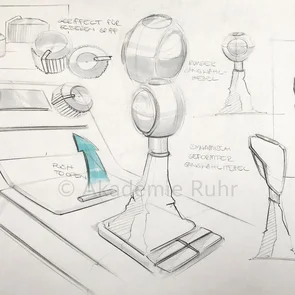Auswahl einiger Mappenbeispiele für Design und Mobilität Studium. Zeichnungen von Autos und Car Interior Design Skizzen unserer Kursteilnehmer aus den Akademie Ruhr Mappenkursen