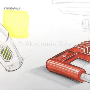 Wie Marker-Skizzen und schnelle Produktdesign-Zeichnungen entstehen, erläutern wir dir in unserem Mappenkurs Produktdesign Berlin. 
