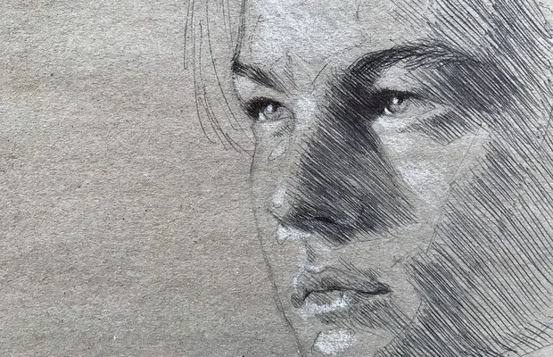 Wer die Grundlagen des Portrait-Zeichnens beherrscht, kann mit dem Einsatz weniger Mittel, z.B. einem Kugelschreiber ein realistisches Porträt zeichnen