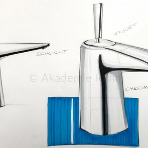 Eine gelungene Bewerbungsmappe Industrial Design glänzt mit außergewöhnlichen Zeichentechniken wie zum Beispiel Oberflächendarstellung