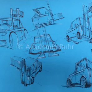 Der Akademie Ruhr Transportation Design Mappenkurs beginnt mit den wichtigsten Grundlagen, die du kennen musst um schnell und gut zeichnen zu können. Diverse Techniken aus der Branche werden dir von unseren Dozenten Schritt für Schritt erläutert.