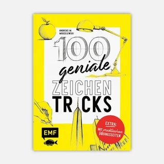 Cover der Neuauflage von „100 geniale Zeichentricks“ (EMF Verlag) mit integrierten, praktischen Übungsseiten