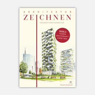 Cover des BrainBook-Buchs „Architektur zeichnen – Kolorationstechniken“ zum professionellen Kolorieren von Skizzen